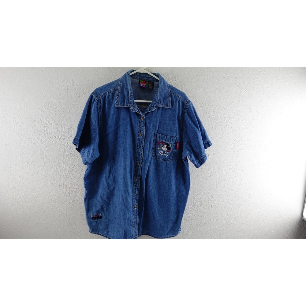 Disney vintage Shirt Womens 18w 20w Blue ‎ Mickey Mouse unlimited